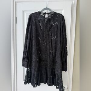 Lipsy Black Lace Long Sleeve Dress